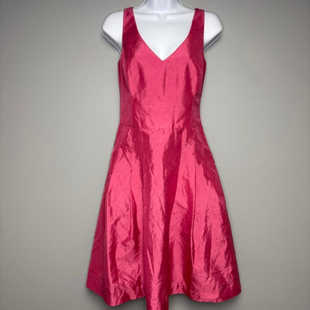 Lauren Ralph Lauren Evening Pink Silk Sweetheart A-Line Barbiecore Dress‎ Sz 6